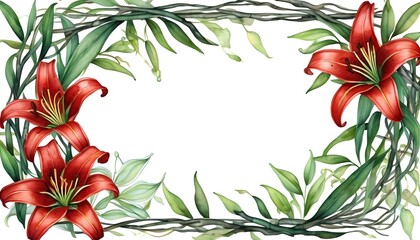 Celebrate special moments with a stunning red lilies watercolor layout card design for all occasions and heartfelt messages Generative AI