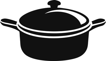 Small saucepan icon silhouette vector black and white.