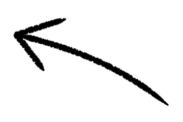 Hand-drawn Black Marker Arrow Isolated on a Transparent Background, Hand Drawn Brush Stroke Arrow