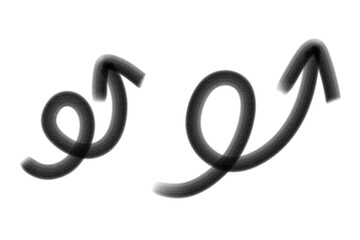 Obraz premium Hand painted arrows drawn with brush. Arrow Icon curved, Png clipart isolated on transparent background, Grunge style, Crayon black arrows