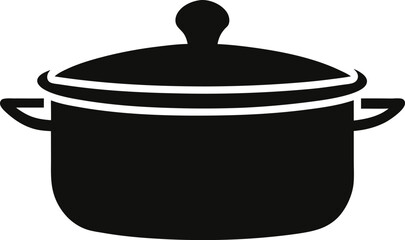 Small Saucepan Glyph. Cooking Pot Black and White Symbol.