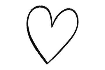 Black Hand Drawn Heart Outline, Doodle Heart Sketch Isolated on Transparent Background