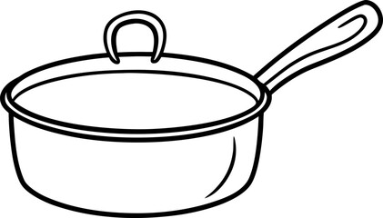 Simple Saucepan Line Art. Cookware Outline Vector Graphic.