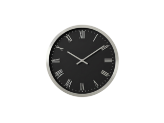 black clock - Elegant round wall clock with roman numerals for timeless style in modern office space or home decor