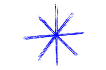 Grunge Blue Sparkle Star, Hand Drawn Star Element, Doodle Symbol Isolated on Transparent Background png