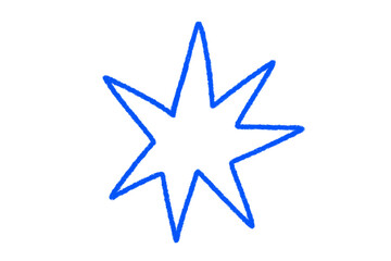 Blue Star Doodle, Hand Drawn Icon for Scrapbook or Planner, Isolated on Transparent Background
