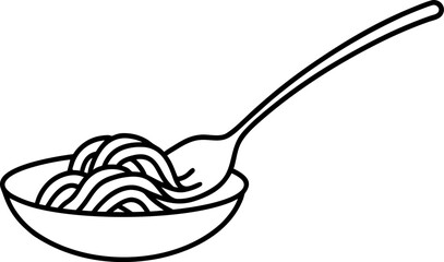 Pasta Fork Outline Icon. Spaghetti Server Line Art Vector.