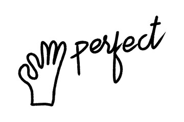 Perfect Hand Gesture Doodle, OK Thunks up, Isolated on Transparent Background, Black PNG Illustration.