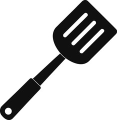 Spatula Turner Silhouette. Black and White Kitchen Tool Vector.