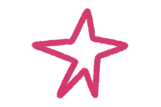 Pink Star Doodle, Hand Drawn Icon for Scrapbooking or Planner, Isolated on Transparent Background..