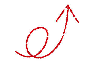 Hand Drawn Red Arrow, Doodle Sketch Arrow Element, Isolated on Transparent Background..