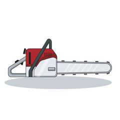 Vector illustration of a professional chainsaw in clean, detailed style. Ideal for forestry, woodcutting, logging, tools, and safety equipment design for construction and heavy-duty projects.