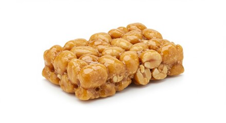 piece of peanut potato candy isolated on a white background for culinary or snack use in various recipes and presentations