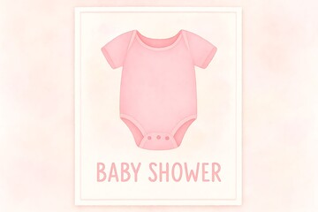Colorful baby shower invitation featuring pink onesie design for welcoming newborn