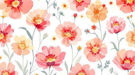 Watercolor seamless hand drawn pattern with beautiful wildflowers .Abstract seamless floral pattern painted flowers and herbs. Beautiful print for your decor and textile design.
