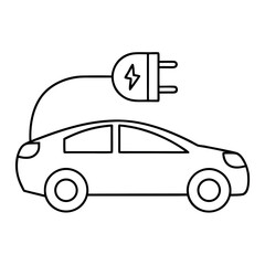 Electric Car Icon with Plug Symbol of Sustainable Transportation and Eco Friendly Vehicle