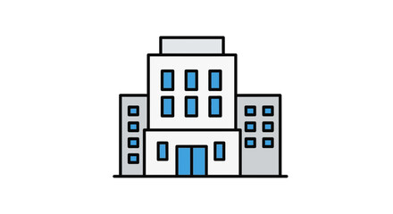 Modern office building icon symbolizing corporate success and urban development, perfect for business themes