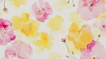 Watercolor background pattern pink flowers on white background, Pink pions watercolor on the white background	