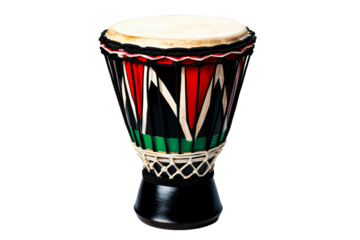 Traditional African drum with vibrant colors on transparent background