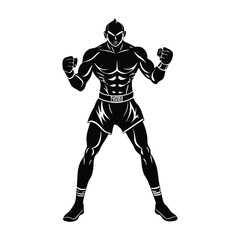 Boxer Silhouette in Fighting Stance – Vector Pose Illustration