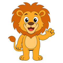 Cute Happy Cartoon Lion Character 