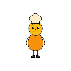 Cute cartoon chef character with orange body and chef hat