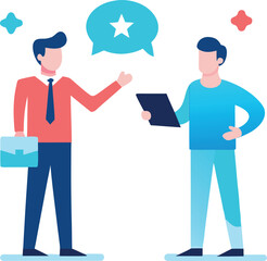 Business Professionals Exchanging Feedback Standing Together