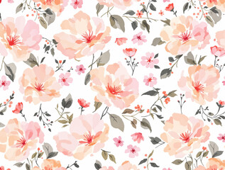 Beautiful Pattern, Floral Seamless Digital Design,Watercolor Textile Allover Abstract Design.On Background