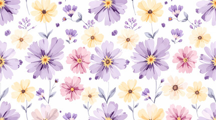 Delicate Floral Print Seamless Pattern in Pastel Colors