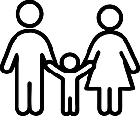 Two silhouette icons of a man and woman standing together, often used to represent a couple, family, or people