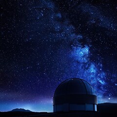 A space observatory dome standing beneath a vast, starry night sky, ready to explore the mysteries of the universe.
