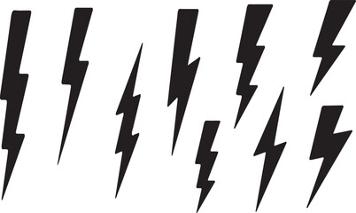Set lightning bolt. Thunderbolt flat style