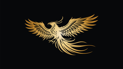 Obraz premium Golden Phoenix Bird Elegant, Powerful, Mythical Creature Design