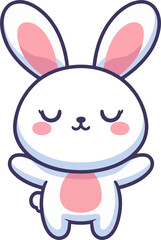 Obraz premium Cute Sleepy White Bunny with Closed Eyes