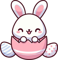 Obraz premium Happy Easter Bunny Hatching from Egg