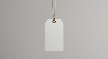 Blank Tag with String: A minimalist studio shot presents a pristine, blank tag suspended gracefully by a delicate string.
