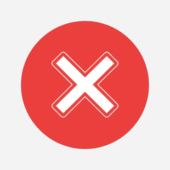 Obraz premium Red circle with white x symbol indicating error or cancellation on light background.
