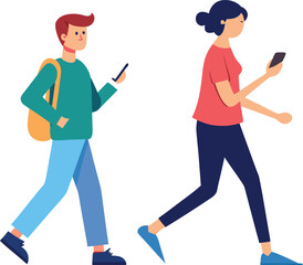 Young People Walking Casually One Reading Talking