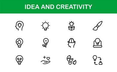 Idea and Creativity Professional Modern Line Icon Set with Unique Minimal Designs for Business Innovation