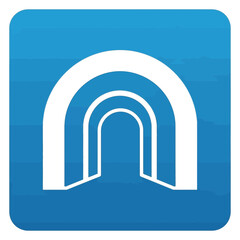 Fototapeta premium White archway tunnel icon on a blue square background with rounded corners.