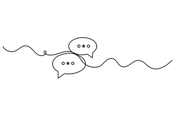 Speech bubble continuous one line drawing of isolated outline vector icon