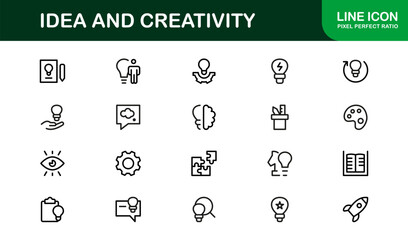 Idea and Creativity Professional Modern Line Icon Set with Unique Minimal Designs for Business Innovation
