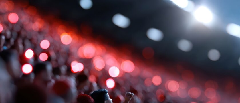 Abstract background of a stadium filled with cheering fans, excitement and crowd. Sport event, atmosphere. - Powered by Adobe