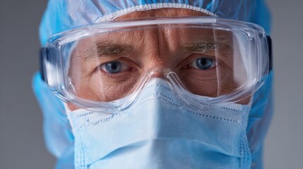 Healthcare worker wearing mask and protective gear