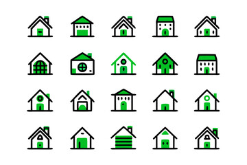 Obraz premium Comprehensive home and property outline symbol collection featuring clean lines and essential real estate elements for modern design applications