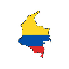 Obraz premium Outline of the country Colombia with a flag on a white background vector Vector outline of the country with a flag on a white background