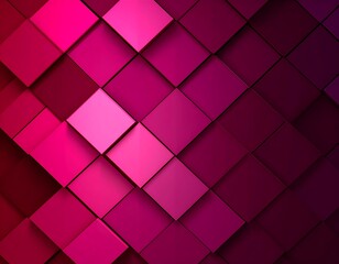 Abstract geometric pattern of overlapping squares in shades of pink and red
