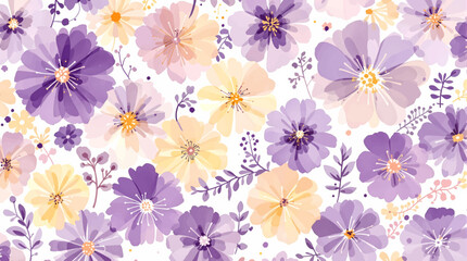 Watercolor art background vector. Wallpaper design with winter flower paint brush line art.