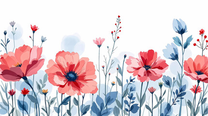 Computer trukket blomst illustration.Akvarel blomster. Manuel sammensætning.Big Set akvarel elementer.