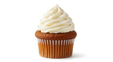 spiced chai cupcake with buttercream isolated on a white background for dessert and bakery themes